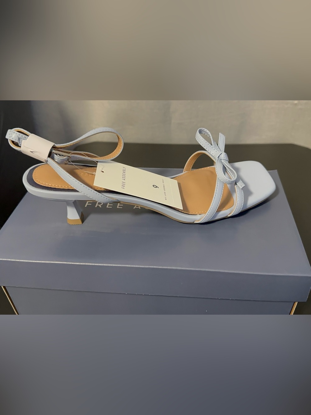 Free Assembly Light Blue Bow Slingback Kitten Heel Sandal